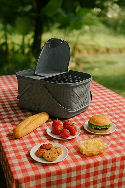 İ&A HOME GRİ (ANTRASİT) 30LT. PİKNİK SEPETİ