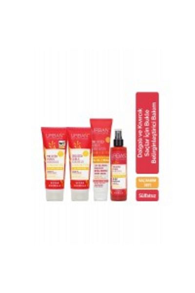 Urban Care Curly and Wavy Hair Care Set with Hibiscus and Shea Butter - 4 Packs
