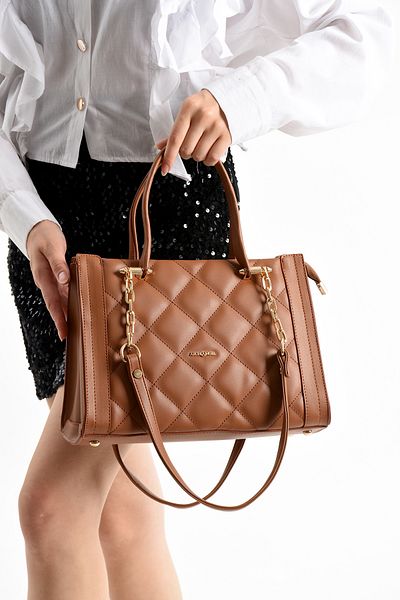 archangel Quilted Patterned Women's Handbag with Chain Strap – Modern Interpretation of Elegance