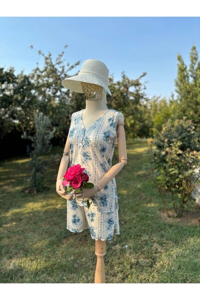 Andrella Kadın Mevsimlik İkili Pijama ve Gecelik Takımı Serin Tutan Doğal Bambu Kumaş, Büyük Beden Kısa Kollu