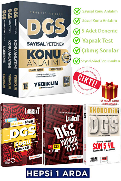 Yediiklim Yayınları 2026 Yediiklim DGS Konu Anlatım Seti+DGS Sayısal Sözel So...