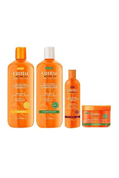 Cantu Natural Hair Shampoo Kit with Conditioner, Curl Activator Cream and Define & Shine Custard