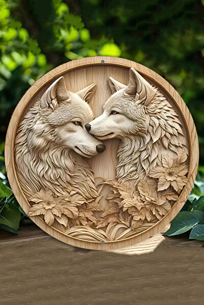 kutuTR Kurt Figürlü Ahşap Görünümlü UV BASKLI 3D GÜRÜNÜMLÜDuvar Süsü – DT073