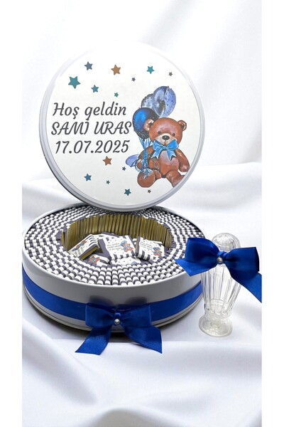 Popy Gift Chocolate 100 Adet Isme Özel Ayıcıklı Erkek Bebek Hoşgeldin Hediyel...