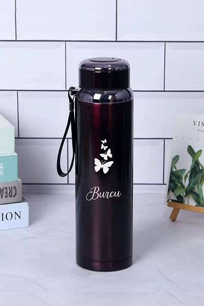 İŞTE BU 1 Liter Stainless Steel Butterfly Printed Thermos |   12 Hours Hot and Cold Keeping |   Durable Structure