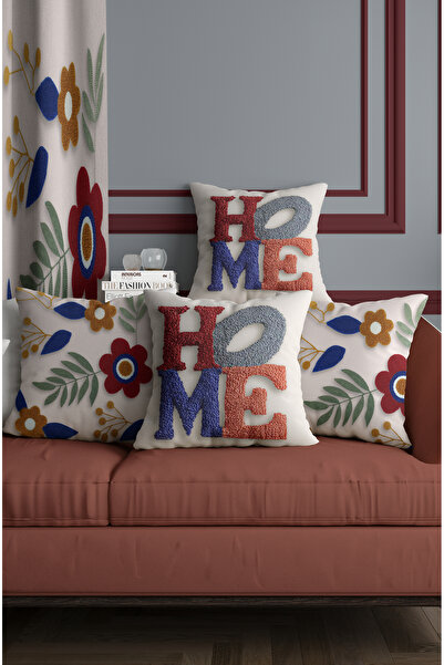 ALAMODECOR Set de cu imprimeu huse de pernă cu model floral boem, aspect tricotat, digital, cu două fețe