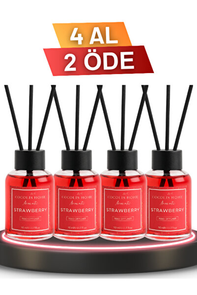 4'LÜ ÇUBUKLU ODA KOKUSU - AVANTAJLI PAKET (STRAWBERRY-ÇİLEKLİ)