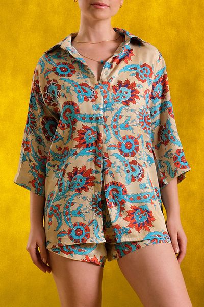 Cherx Aria 3 Piece Patterned Short Bottom-Top Set