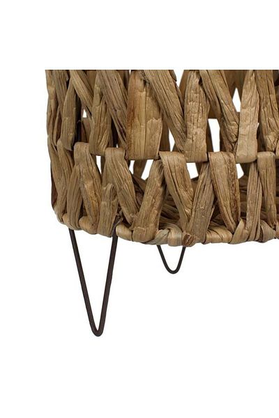 TOPI TOY Accesoriu decorativ impletit din paie cu picioare metalice, diametru 18 cm, inaltime 22 cm