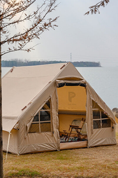 post alley 6 Kişilik Su Geçirmez 4 Mevsim Şişme Sobalı Kamp Çadırı 210D Kumaş (210 x 300 x 190 cm )