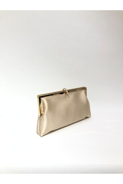 womenacs Skin Color Satin Fabric Stylish Stone Evening Dress Clutch Portfolio Chain Strap Hand Wedding Engagement Henna Evening Bag