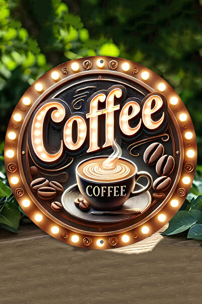 kutuTR Retro Tarzda Işıltılı Coffee Yazılı UV Baskılı 3D GÜRÜNÜMLÜ MDF Duvar ...