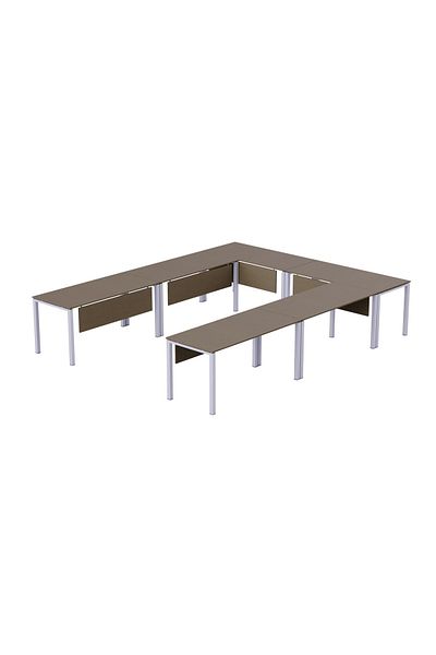 Mahmayi Figura 72-12 U-Shaped Conference Meeting Table for Office - 12 Seater, Brown Linen