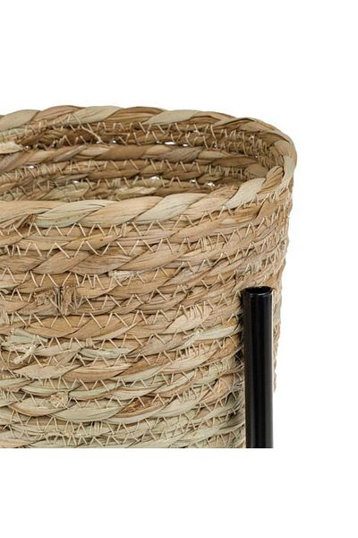 TOPI TOY Accesoriu decorativ impletit din paie, cu baza metalica, diametru 15 cm, inaltime 19,5 cm