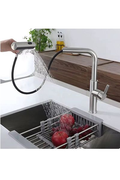 RENA DESIGN Multi-Mode Inox Kitchen Sink Faucet Matte Gray Faucet Spiral Pull Drop Head Sprinkler