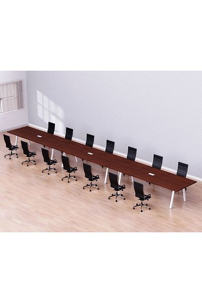 Mahmayi Bentuk 139-60 14 Seater Conference Meeting Table Modern Office Furniture - Apple Cherry