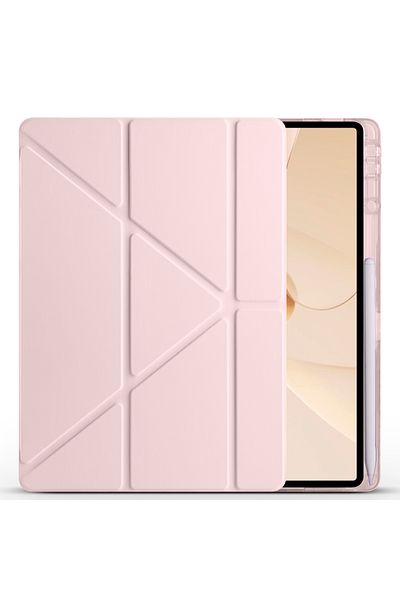 HTstore حافظة هواوي متوافقة مع Matepad 12X حافظة Zore ثلاثية الطي مع حامل ومقصورة قلم - ذهبي وردي