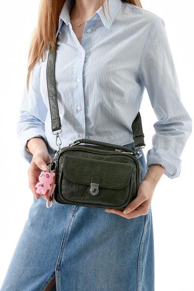 571 Collections Çanta Two Function Metal Pressed Faux Leather Shoulder, Hand Bag Green (Model: 571-13-17H)