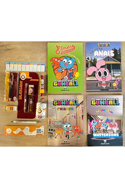 Galatasaray Lisanslı Kırtasiye Seti 6 Parça Ürün ve 4 Adet Lisanslı Gumball Boyama Kitabı 16'Syf lık+Sezgistore