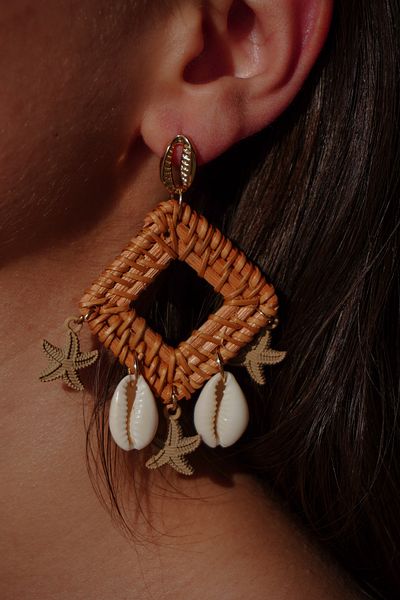 Rumon Charm Detailed Straw Earrings