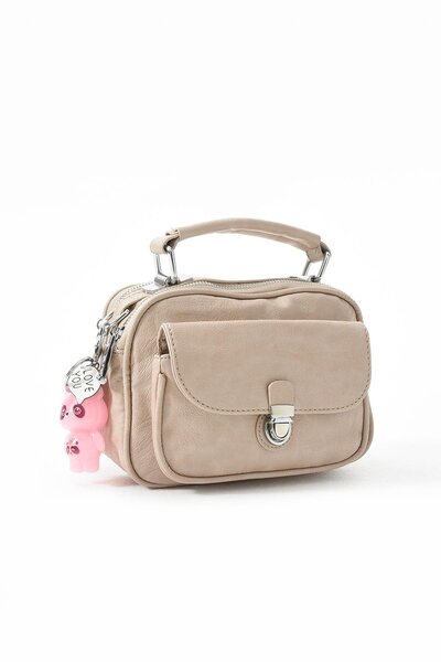 571 Collections Çanta Two Function Metal Press Faux Leather Shoulder, Hand Bag Mink (Model: 571-13-17H)