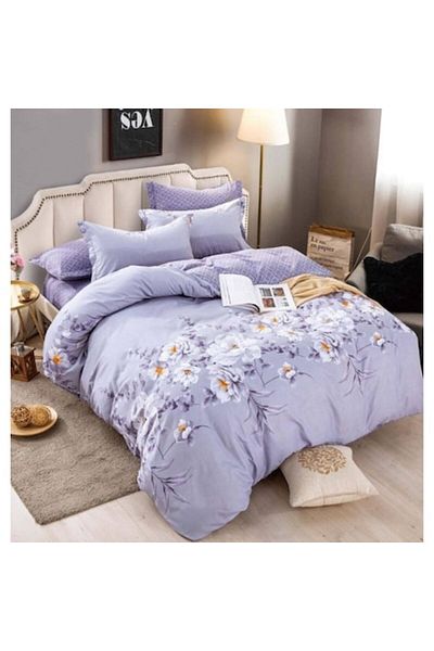 OEM Set elegant de lenjerie de pat dublă cu 6 piese, bumbac fin, cearșaf elastic pentru saltea 180x200cm, 4 perne
