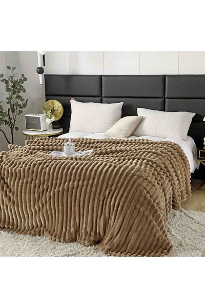 MHR Super Soft Double Cocolino Blanket, 200x230 cm, Brown