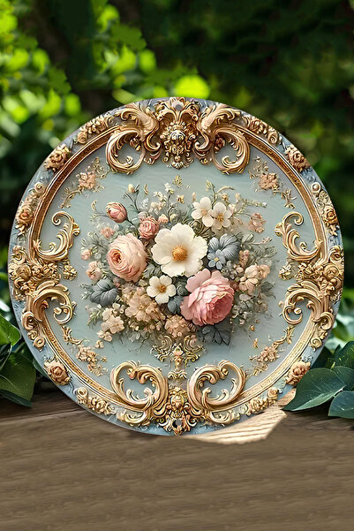 kutuTR Barok Çiçek Desenli UV Baskılı MDF Duvar Süsü – DT079