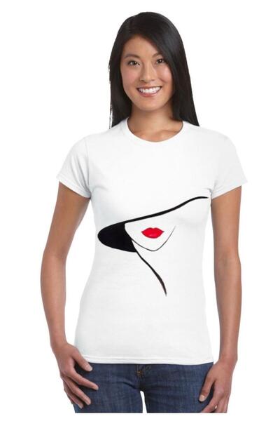 TOSKI Λευκό Γυναικείο T-Shirt – Red Lips Design