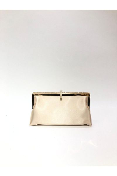 womenacs Skin Color Satin Fabric Stylish Stone Evening Dress Clutch Portfolio Chain Strap Hand Wedding Engagement Henna Evening Bag