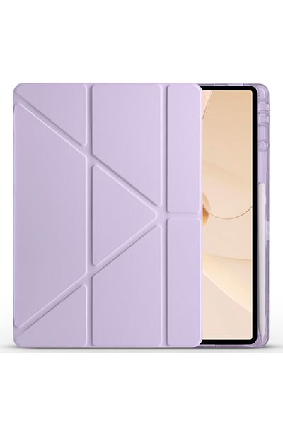 HTstore حافظة هواوي متوافقة مع Matepad 12X حافظة Zore ثلاثية الطي مع حامل ومقصورة قلم - أرجواني