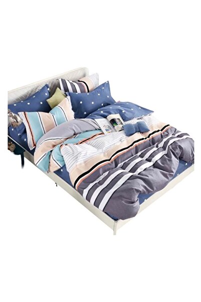 OEM Lenjerie de pat, 4 piese, bumbac finet, multicolor, 155x230cm, 2 Fete de perna