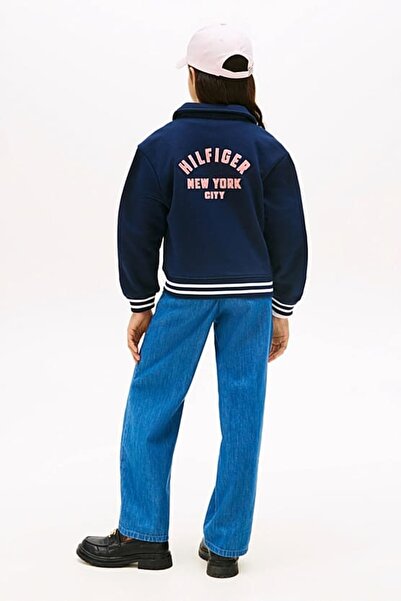 Tommy Hilfiger Kız Çocuk Kolej Yaka Bomber Sweatshirt - Lacivert