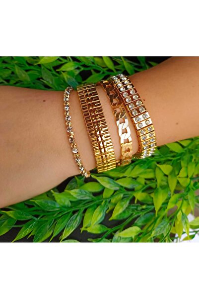 Blotch مجموعة من 4 أساور فولاذية مرصعة بأحجار الزركون المرنة دوريكا