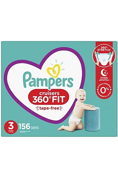 Pampers Diapers Size 3, 156 Count - Pull On Cruisers 360 degree Fit Disposable Baby Diapers with Str