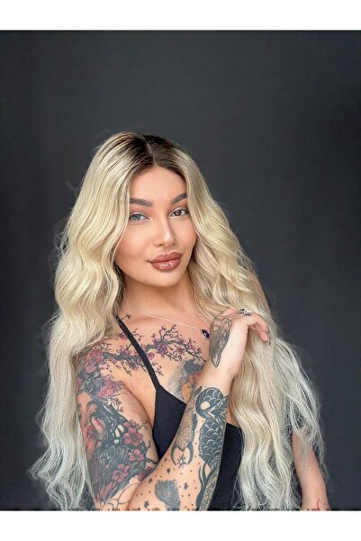 Suzan Peruk Sarı ombreli Tül peruk orjinal %100 Gerçek Saç Heryöne Ayrım yapılabilen