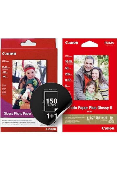 Canon Pachet foto mixt cu cerneală lucioasă Pixma Photo Plus Glossy II + Everyday Use Glossy 10x15cm, 150 de colțuri
