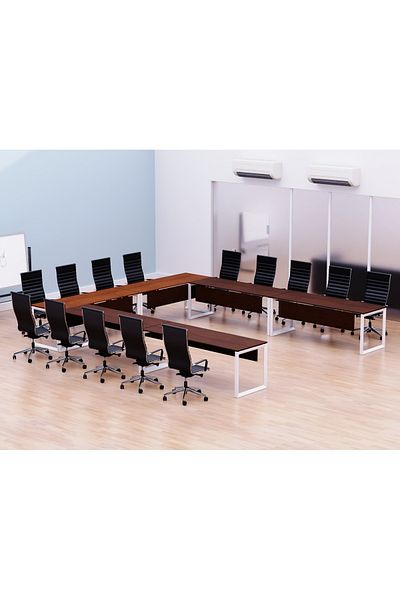 Mahmayi Vorm 136-16 U-Shaped Conference Meeting Table for Office - 12 Seater, Apple Cherry