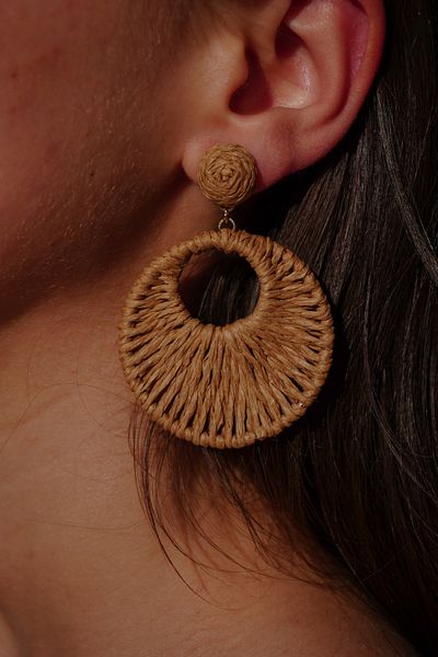 Rumon Straw Braid Hoop Earrings