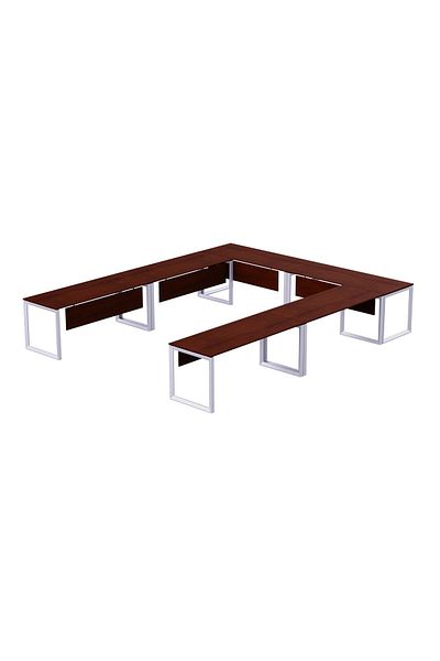 Mahmayi Vorm 136-14 U-Shaped Conference Meeting Table for Office - 12 Seater, Apple Cherry