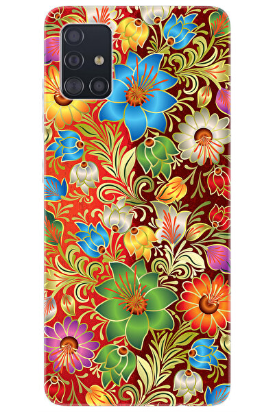 Ceppare Samsung Galaxy A51 (SM-A515F) Uyumlu Kılıf Desen Baskılı Silikon Çiçe...