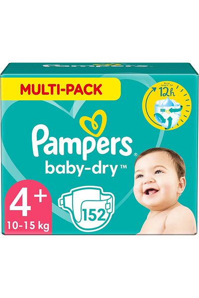 Pampers Baby Nappies Size 4 (10-15 kg / 22-33 lbs), Baby-Dry, 152 Nappies, Monthly Savings Pack, Air