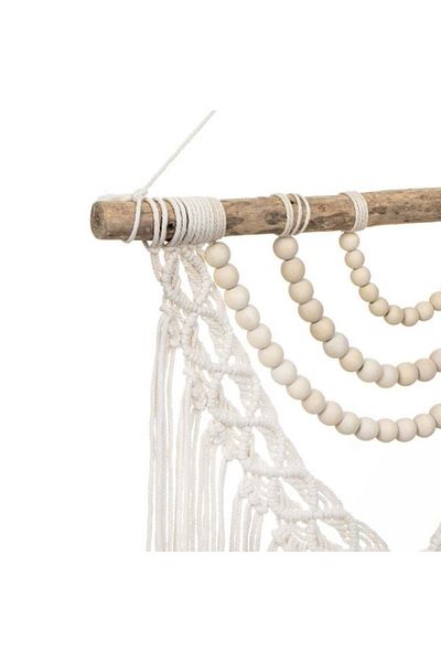 TOPI TOY Accesoriu decorativ de perete, macrame, ecru, cu franjuri, 53 × 65 cm
