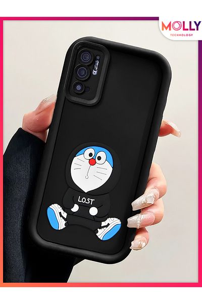 Molly حافظة سيليكون دورايمون منقوشة ثلاثية الأبعاد بحواف سوداء سميكة لهاتف Xiaomi REDMI Note 10 5G