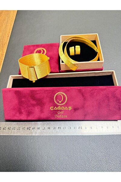 ÇAĞDAŞ GOLD TRB 13-5 Katlamalı Küpe Trabzon Hasır Takım