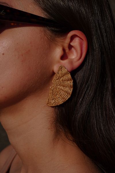 Rumon Fan Design Straw Earrings