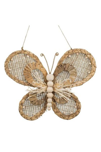 TOPI TOY Accesoriu decorativ, suspendabil, din iuta cu paie si margele, 29 × 22 cm