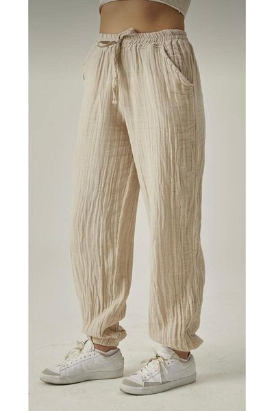 gül sezgin butik Robin Women Beige Color Linen Pants