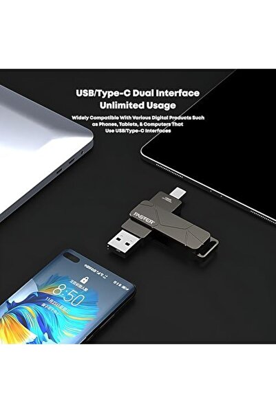 Faster 256GB Type-C Flash Drive, 2-in-1 OTG USB 3.1 Dual-Port Memory Stick