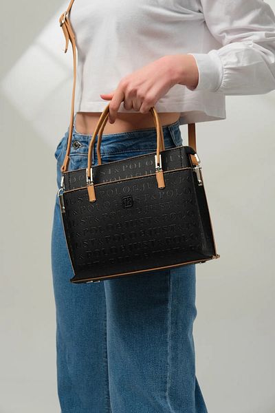 Just Polo Where Elegance and Elegance Meet Shopper Black Camel Women's Handbag Shoulder Bag